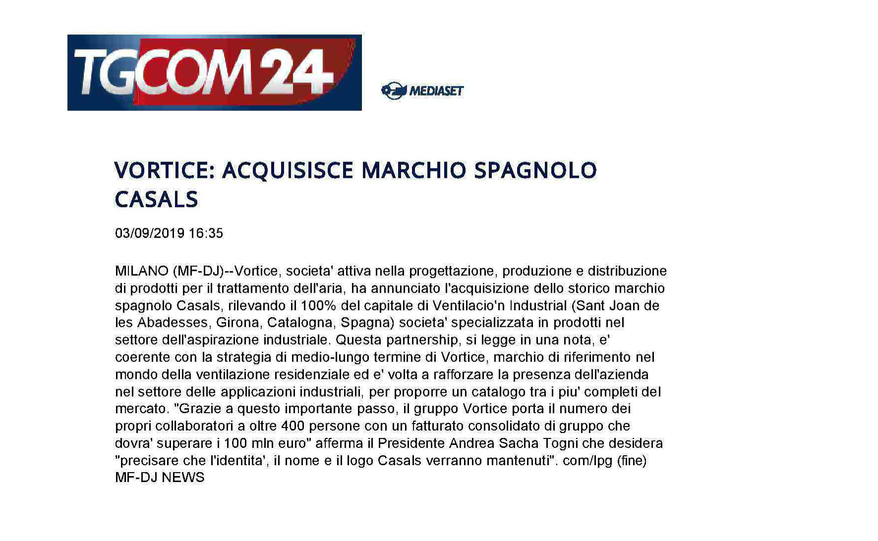 VORTICE przejmuje CASALS